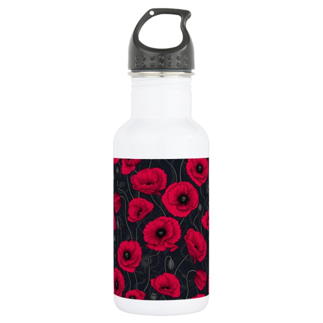 Red Poppies Edelstahlflasche (Vorderseite)