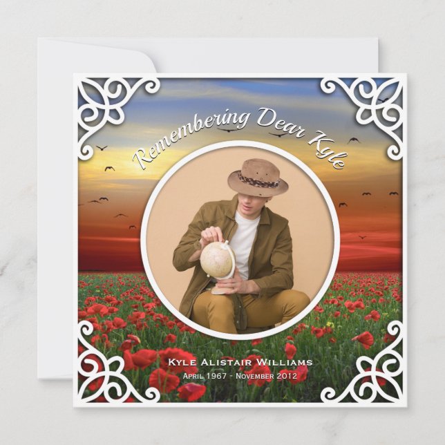 Red Poppies Field Sunset Foto Einladung (Vorderseite)