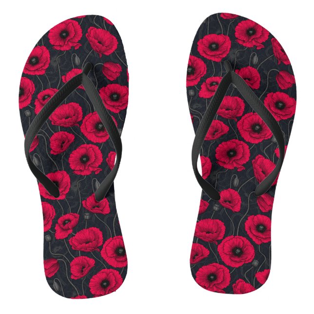Red Poppies Flip Flops (Fußbett)