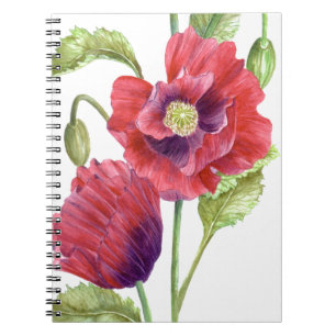 Red Poppies floral Art Notizblock