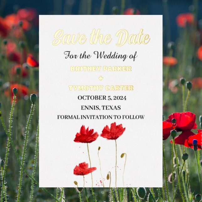 Red Poppies floral Foto QR Code Hochzeit Folieneinladung (Von Creator hochgeladen)