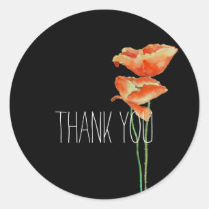 Red Poppies Floral Vielen Dank Runder Aufkleber