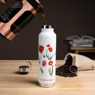 Red Poppies Florals Trinkflasche