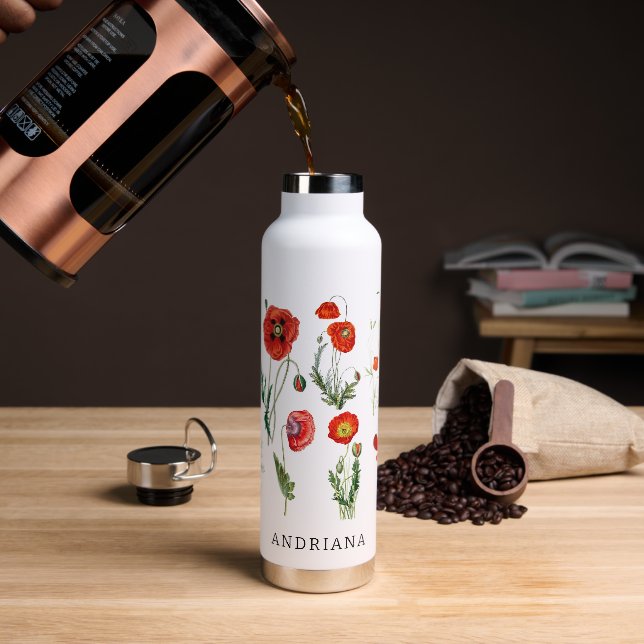 Red Poppies Florals Trinkflasche (Kaffee)