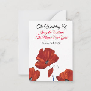 Red Poppies Hochzeit Mitteilungskarte