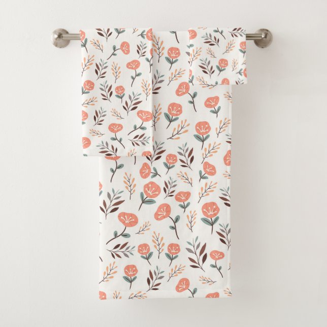 Red Poppies in Scandinavian Style Badhandtuch Set (Insitu)