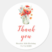 Red Poppies Mason Jar Birthday