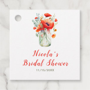 Red Poppies Mason Jar Brautparty Geschenkanhänger