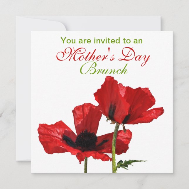 Red Poppies Mother's Day Brunch Einladung (Vorderseite)