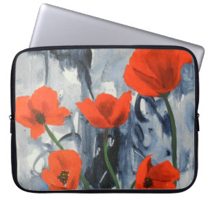 Red Poppies on Gray Laptopschutzhülle