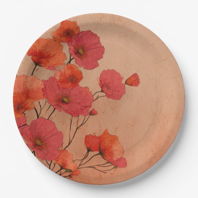 Red poppies paper plates pappteller (Vorderseite)