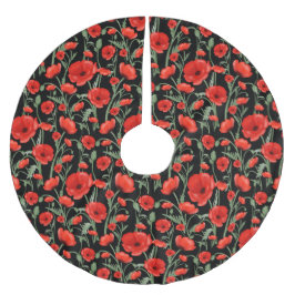 Red Poppies Polyester Weihnachtsbaumdecke