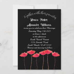 Red Poppies Poppy Black Elegante Blumenhochzeit Einladung
