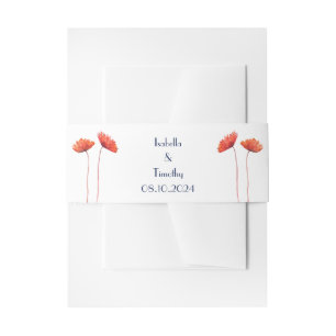 Red Poppies Poppy Blume Elegante Hochzeit Einladungsbanderole