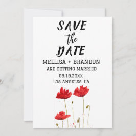 Red Poppies Poppy Floral Rustikale Hochzeit Einladung
