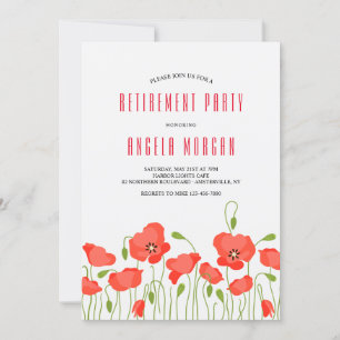 Red Poppies Retraite Party Invitation