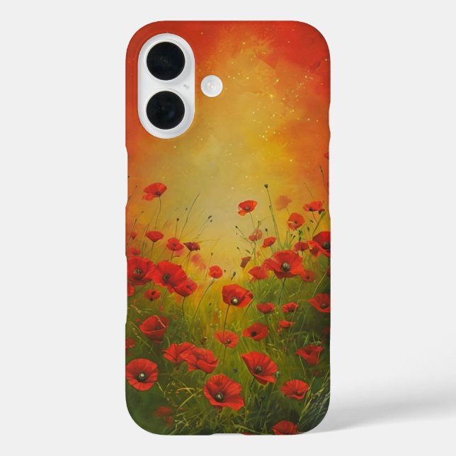 Red Poppies Spring Breeze iPhone 16 Coque (Verso)