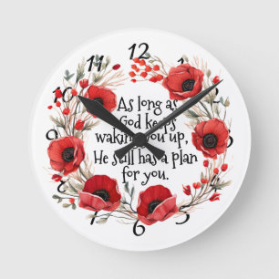 Red Poppies Tasse Runde Wanduhr