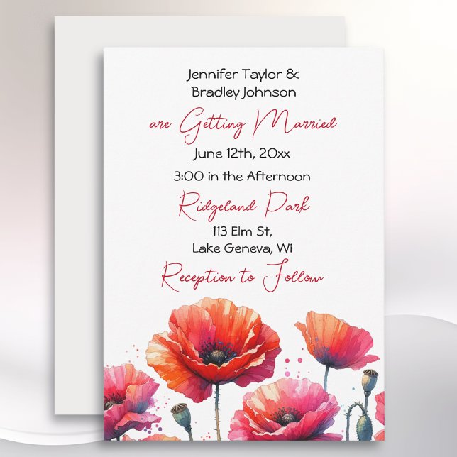 Red Poppies Themed Floral Wedding Einladung (Von Creator hochgeladen)