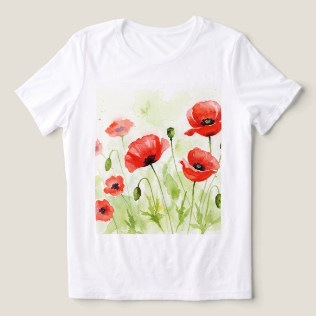 Red poppies Tri-Blend shirt (Design Vorderseite)