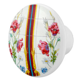 Red Poppies und Daisies Keramik Pull Keramikknauf