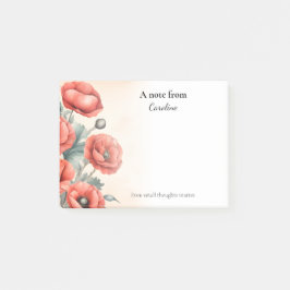 Red Poppies Watercolor Sommerblüten Post-it Klebezettel