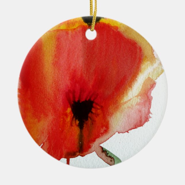 Red Poppies watercolour modern floral art Keramik Ornament (Vorne)