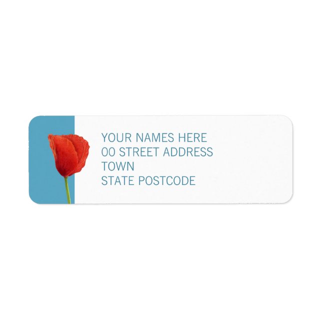 Red Poppy aqua Return Address Label (Vorne)
