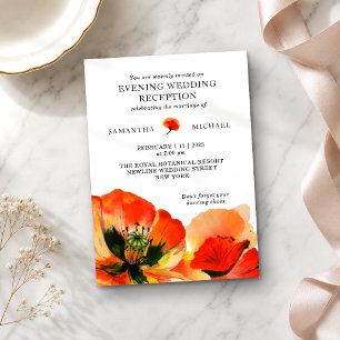 Red Poppy Blume Abend Hochzeitsempfang Einladung