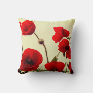 Red Poppy Blume Abstrakte Farbenfrohe Digitale Kun Kissen