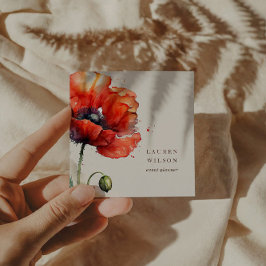 Red Poppy Blume Elegante Visitenkarte