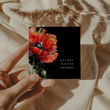 Red Poppy Blume Elegante Visitenkarte