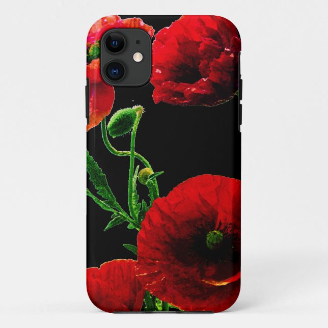 Red Poppy Blume Frühjahr Sommergarten Schwarz Case-Mate iPhone Hülle (Rückseite)