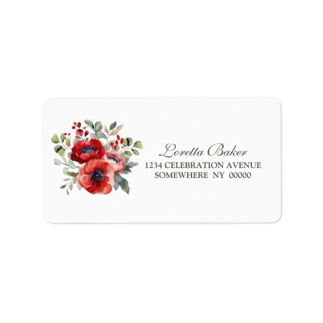 Red Poppy Blume Hochzeit Adressaufkleber (Vorne)