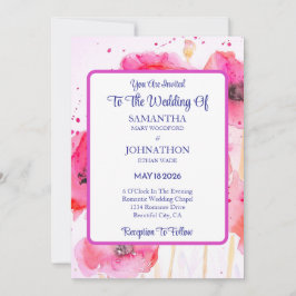 Red Poppy Blume Hochzeit Einladung Wasserfarbe