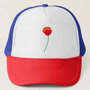 Red Poppy Blume Illustration Truckerkappe