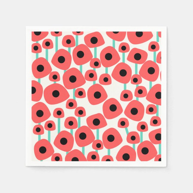 Red Poppy Blume Paper Napkins Serviette (Vorderseite)