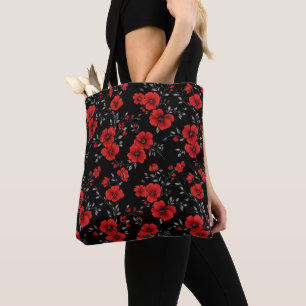 Red Poppy Blume Pattern Tasche