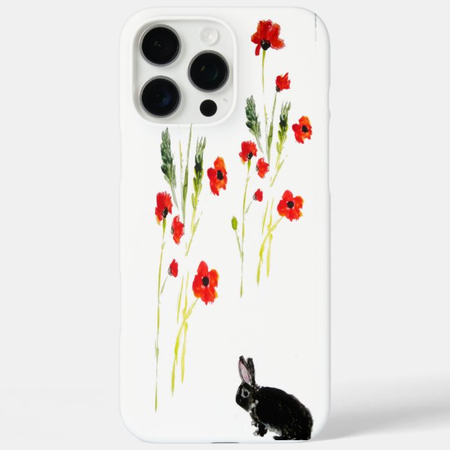 Red Poppy Bunny Rabbit Nature iPhone 16 Pro Max Hülle (Rückseite)