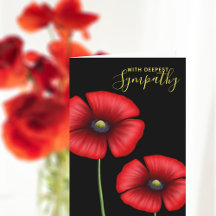 Red Poppy Condolence Sympathy Card