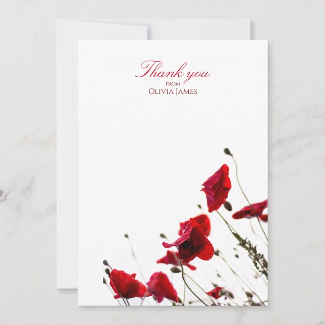 Red Poppy Dankeschön Karten (Vorderseite)