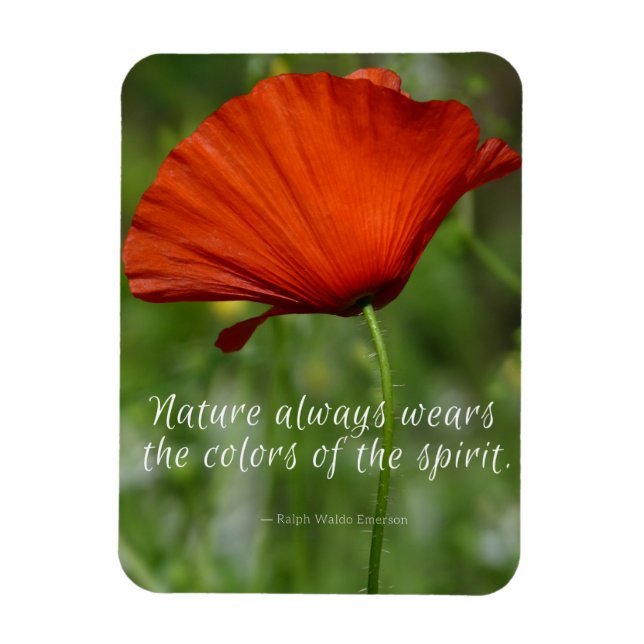 Red Poppy Emerson Nature Quote Magnet (Vertikal)