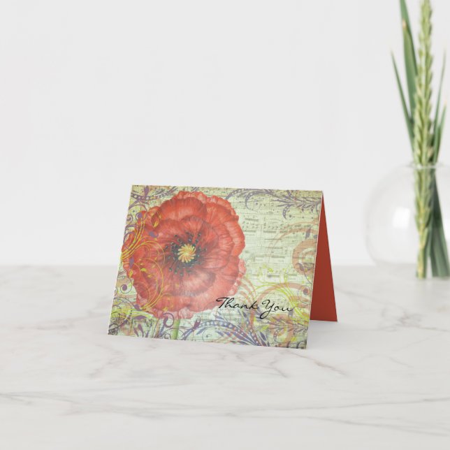 RED POPPY Falted Dankeschön Karte (Vorderseite)