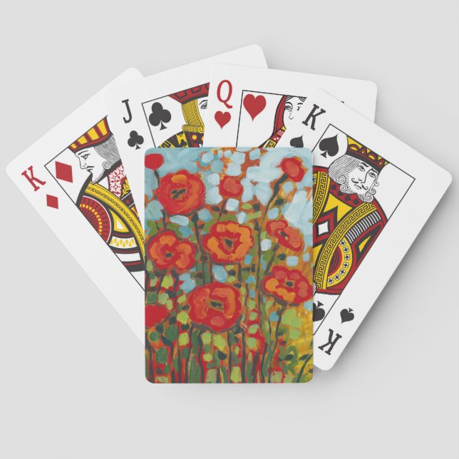 Red Poppy Field Playing Cards Spielkarten (Rückseite)