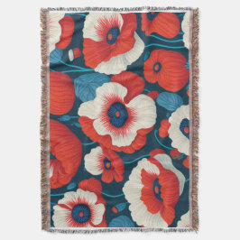 Red Poppy Floral Decke