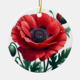 Red Poppy Floral Erinnerung Keramik Ornament