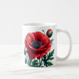 Red Poppy Floral Kaffeetasse