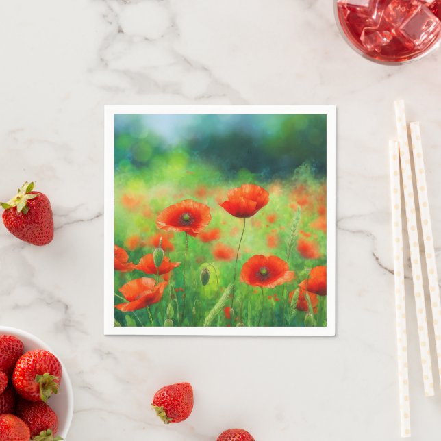Red Poppy Floral Party Serviette (Beispiel)