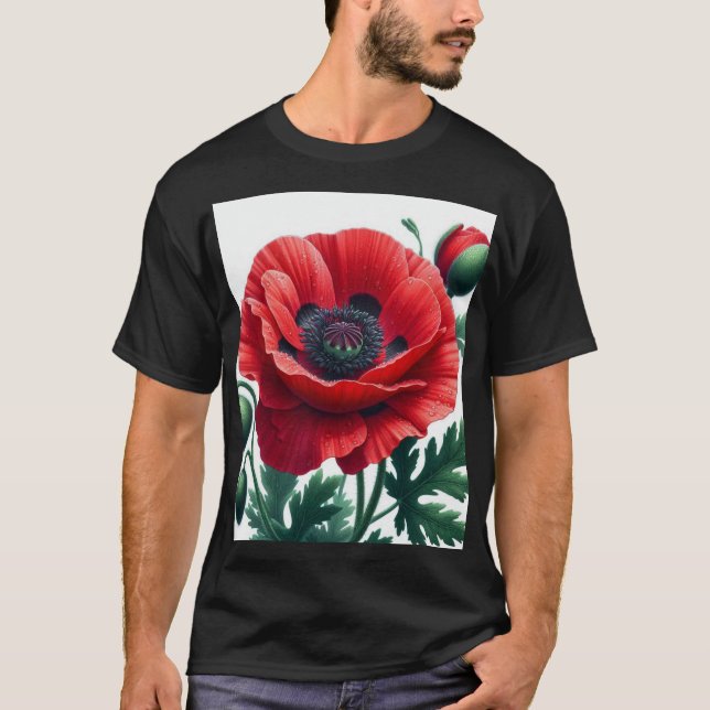 Red Poppy Floral T-Shirt (Vorderseite)