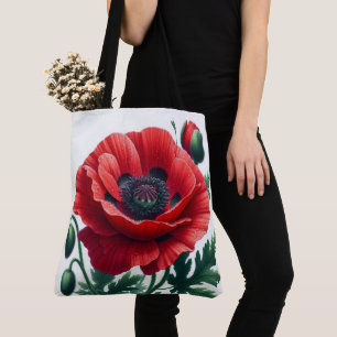 Red Poppy Floral Tasche